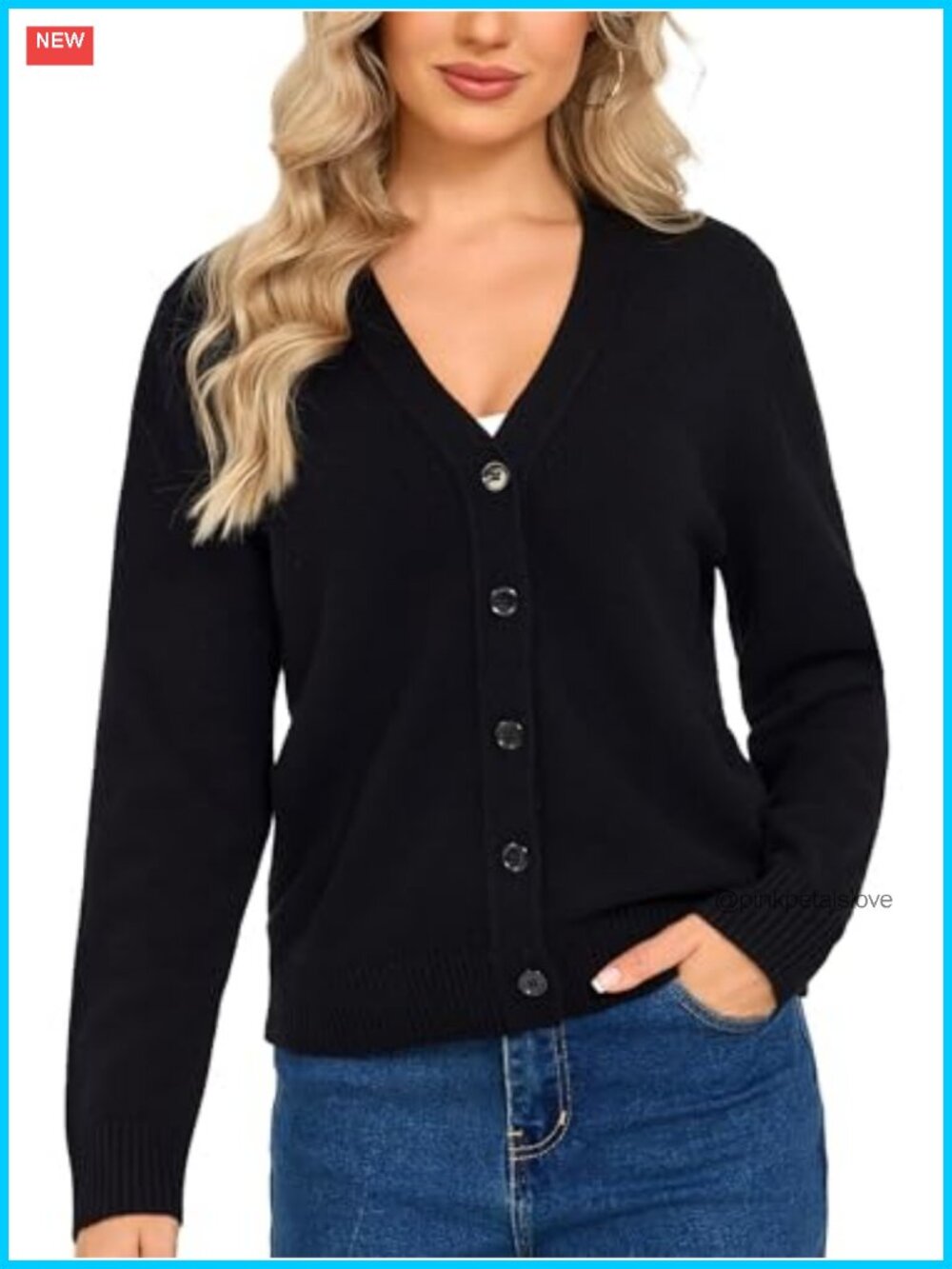 100% Merino Wool Cardigan V Neck Shell Button Sweater